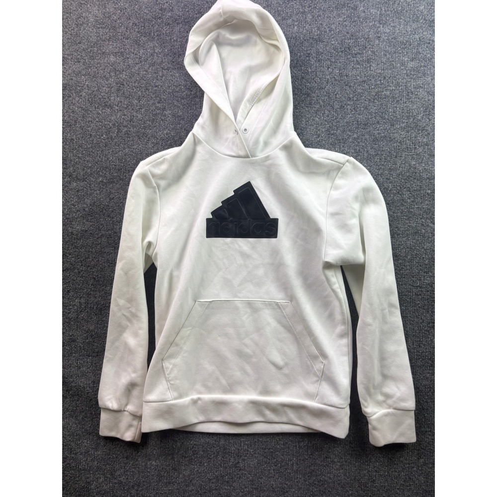 Adidas Pullover Hoodie Womens‎ XS White Logo Long Sleeve Athletic Sweatshirt